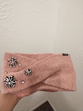 Victoria's Secret Blush Knit Headband with Crystal Embellishments